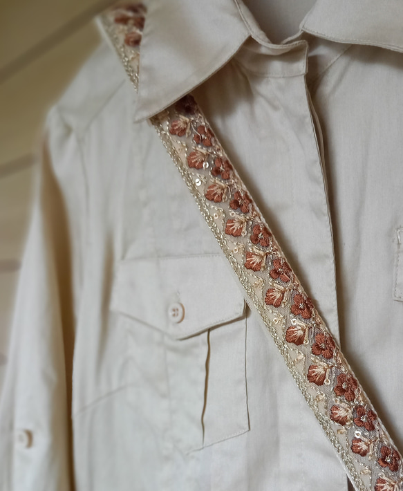 インド刺繍リボンのショルダーストラップ(子供用・最大125cm調節可・ネックストラップ) 9枚目の画像