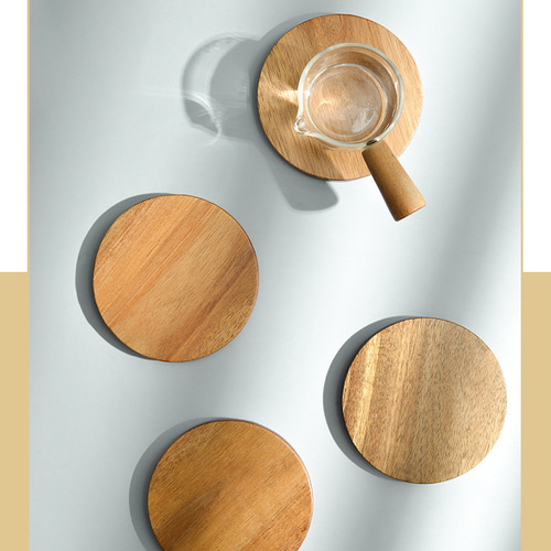 アカシア材セット シンプル無垢材4点セット コースター 無垢材