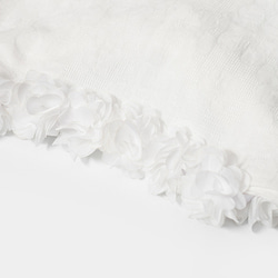 白色 棉質提花V領花朵法式上衣 領口腰部繫帶甜美荷葉邊短襯衫 第18張的照片