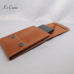 ヌメ革　ベルト通し型スマホケース縦型【送料無料】 6枚目の画像