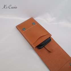 ヌメ革　ベルト通し型スマホケース縦型【送料無料】 9枚目の画像