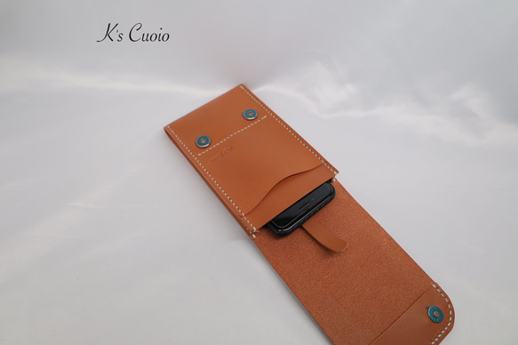 ヌメ革　ベルト通し型スマホケース縦型【送料無料】 9枚目の画像
