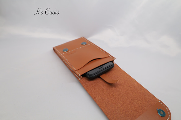 ヌメ革　ベルト通し型スマホケース縦型【送料無料】 10枚目の画像