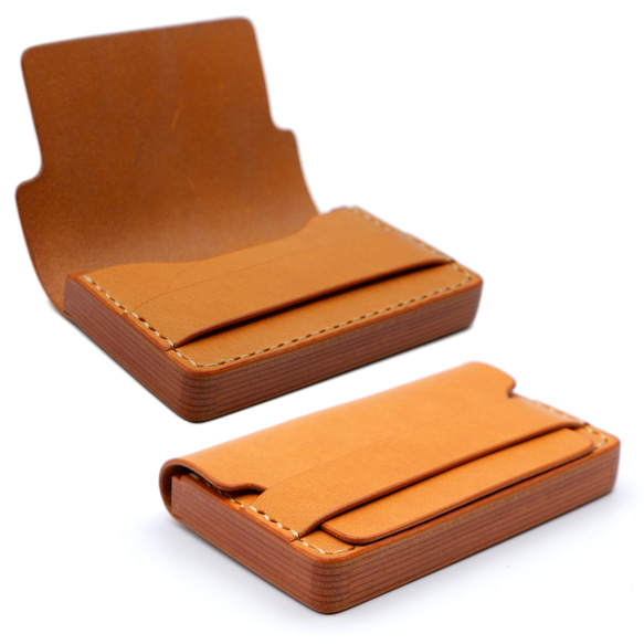 名刺入れ　Ver.2　重ねコバ　6色　本革製　名入れ　刻印 ブルーム Kagi　　　K