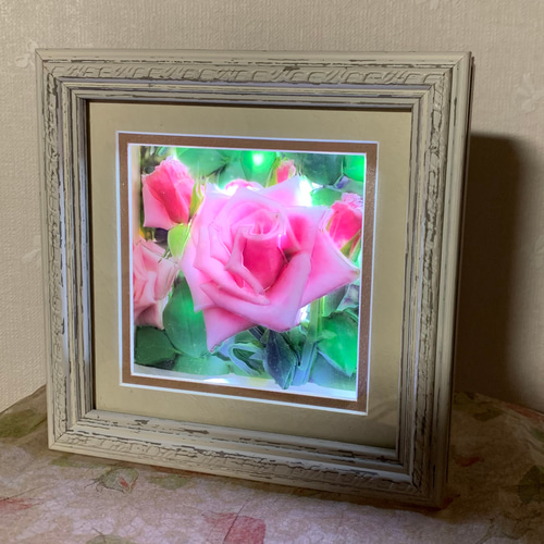 激安ブランド シャドーボックス薔薇✨ライティングシャドー✨ 立体・オブジェ 絵画