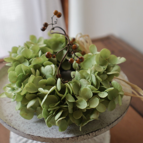 アナベル紫陽花 三日月リース