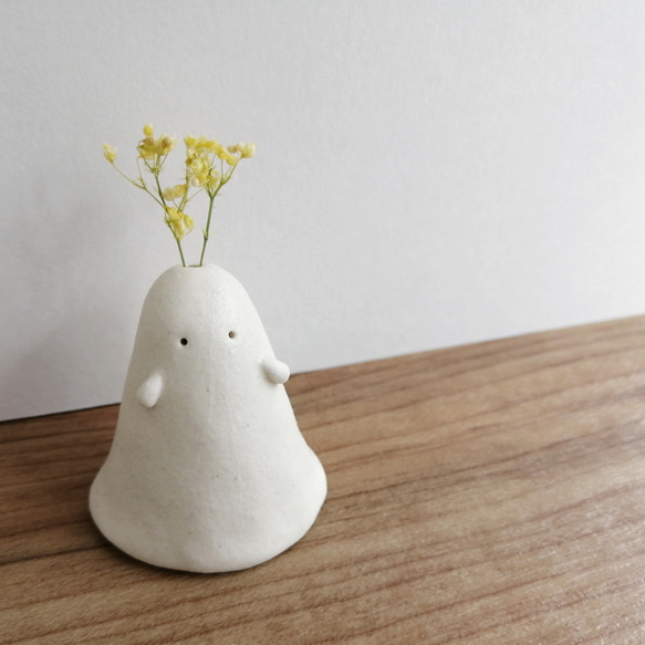 陶器のおばけ(大大)〔79o〕｜置物　陶芸　陶器　一輪挿し　造花 6枚目の画像