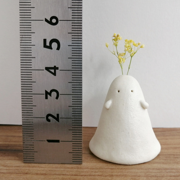 陶器のおばけ(大大)〔79o〕｜置物　陶芸　陶器　一輪挿し　造花 5枚目の画像