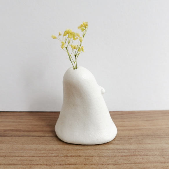 陶器のおばけ(大大)〔79o〕｜置物　陶芸　陶器　一輪挿し　造花 4枚目の画像