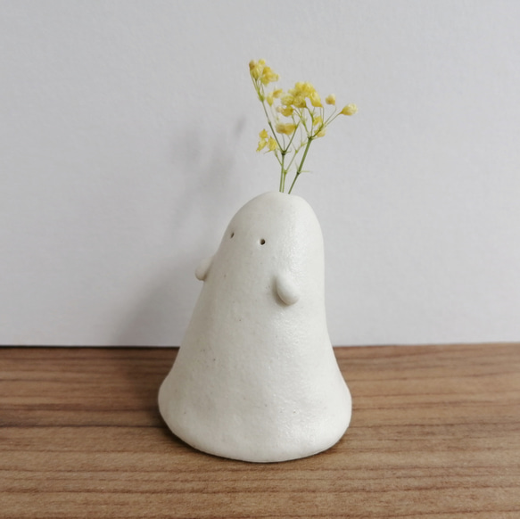 陶器のおばけ(大大)〔79o〕｜置物　陶芸　陶器　一輪挿し　造花 3枚目の画像