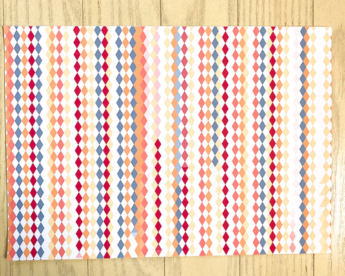 秋色アーガイル デザインペーパー A4 包装紙・ラッピングペーパー