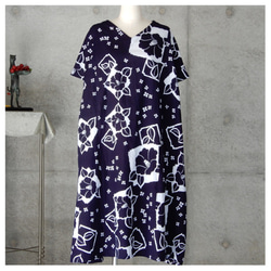着物リメイク　浴衣の夏ワンピース/ 椿　　Aライン    大き目のフリーサイズ　 3枚目の画像