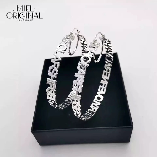 名入れ✨フープピアス イニシャル カスタムピアス ビッグピアス