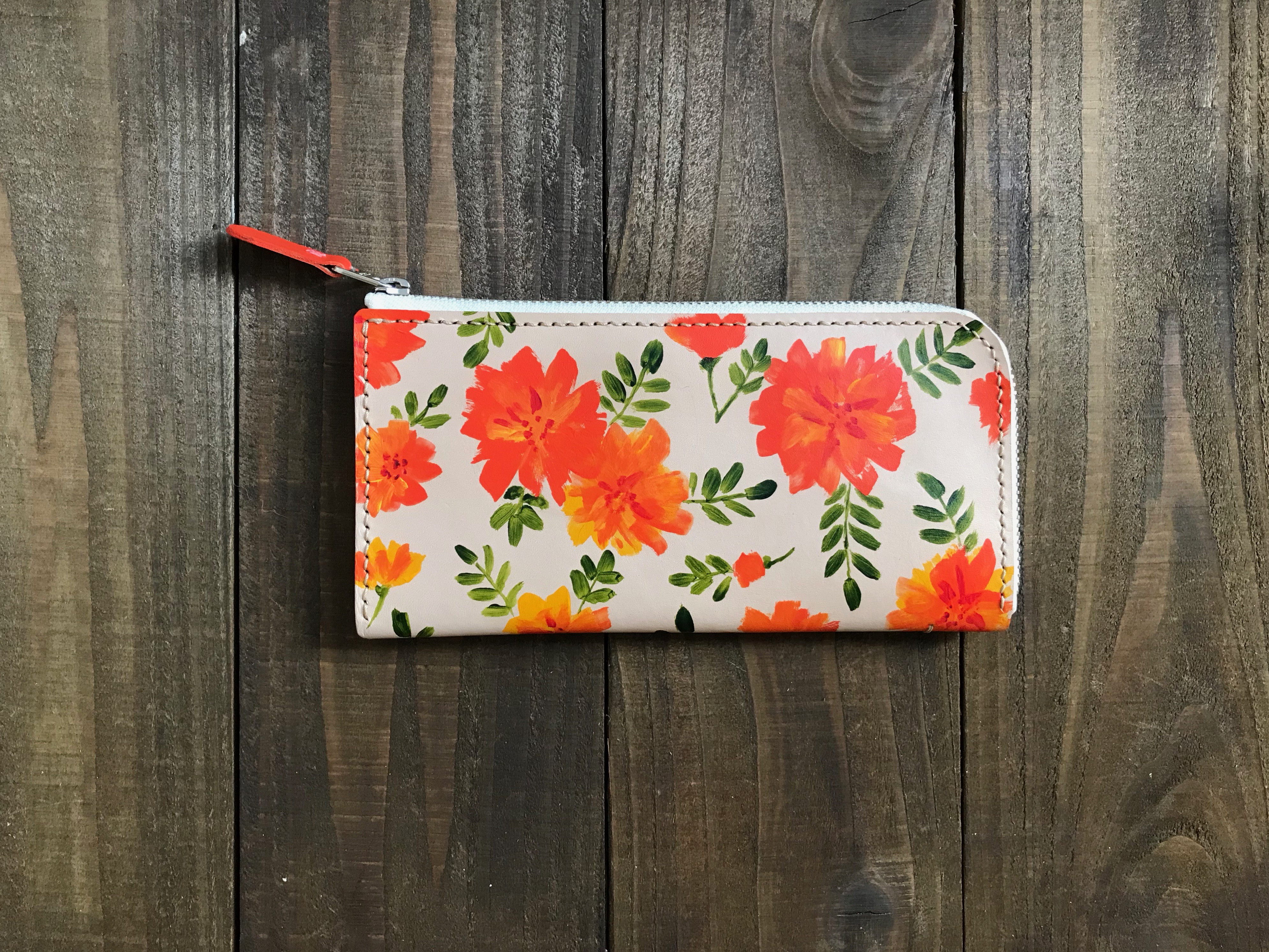 ＼SALE30%OFF／水彩＊ヌメ革長財布 / マリーゴールド