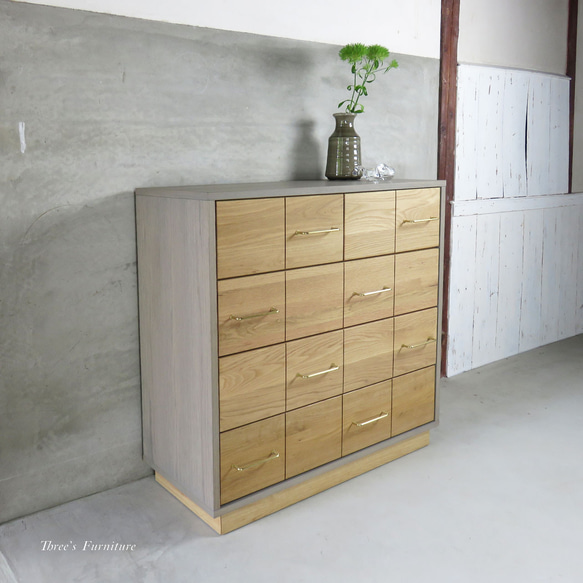 チェスト シンプル収納 リビングチェスト オーク無垢材 オイル