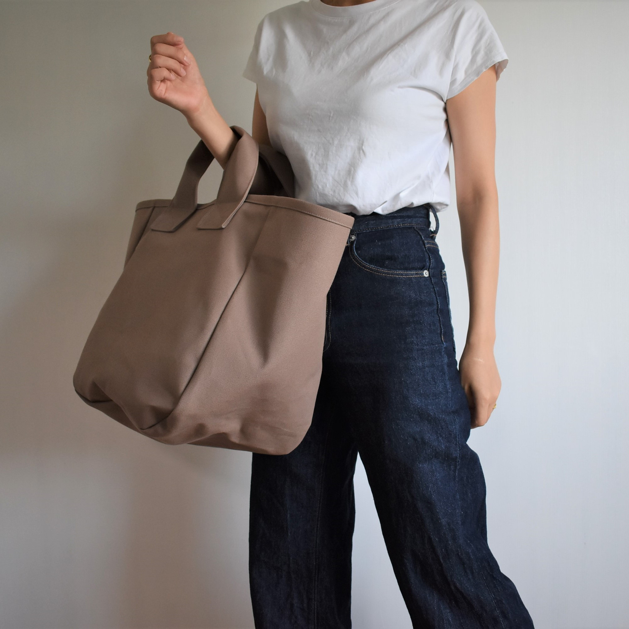 GABA1 TOTE BAG（マットブラウン）大容量 帆布 トートバッグ  マチ広め ポケット２