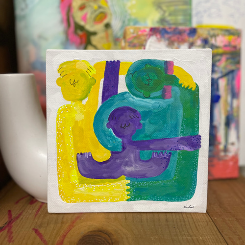 22.7×22.7 正方形 キャンバス 2-5人（匹）家族絵 絵画 the
