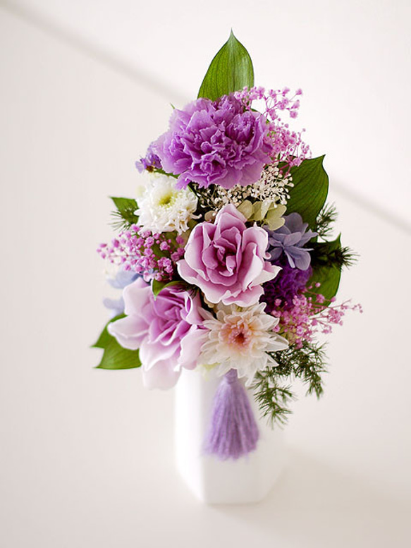 【仏花】再販5＊クチナシを使用した紫系仏花（トールタイプ）【供花】 2枚目の画像