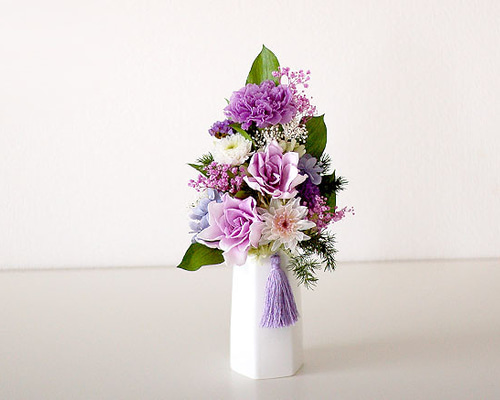 お供え花 造花 仏花 百合 ボタン 紫陽花 アレンジ - メルカリ
