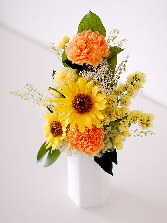 【仏花】再販＊ひまわりを使用したトールタイプの仏花【供花】 2枚目の画像