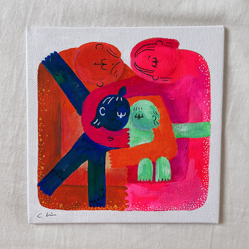 27.3×27.3 S3 正方形 キャンバス 2-5人(匹)家族絵 絵画 the 27.3×27.3 S3 正方形 キャンバス 2-5人(匹)家族絵 絵画 the