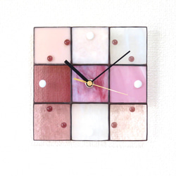 【creema限定価格】ステンドグラス 壁掛け時計＊ピンクのスクエア＊ 9枚目の画像