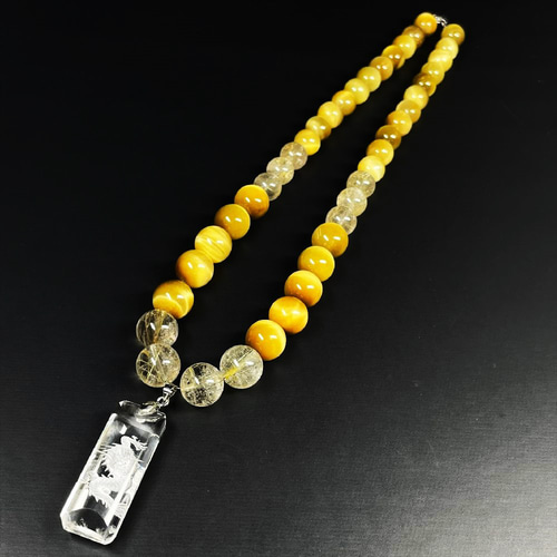 才能開花ストーン】最強天然石数珠 浮彫皇帝龍本水晶プレート