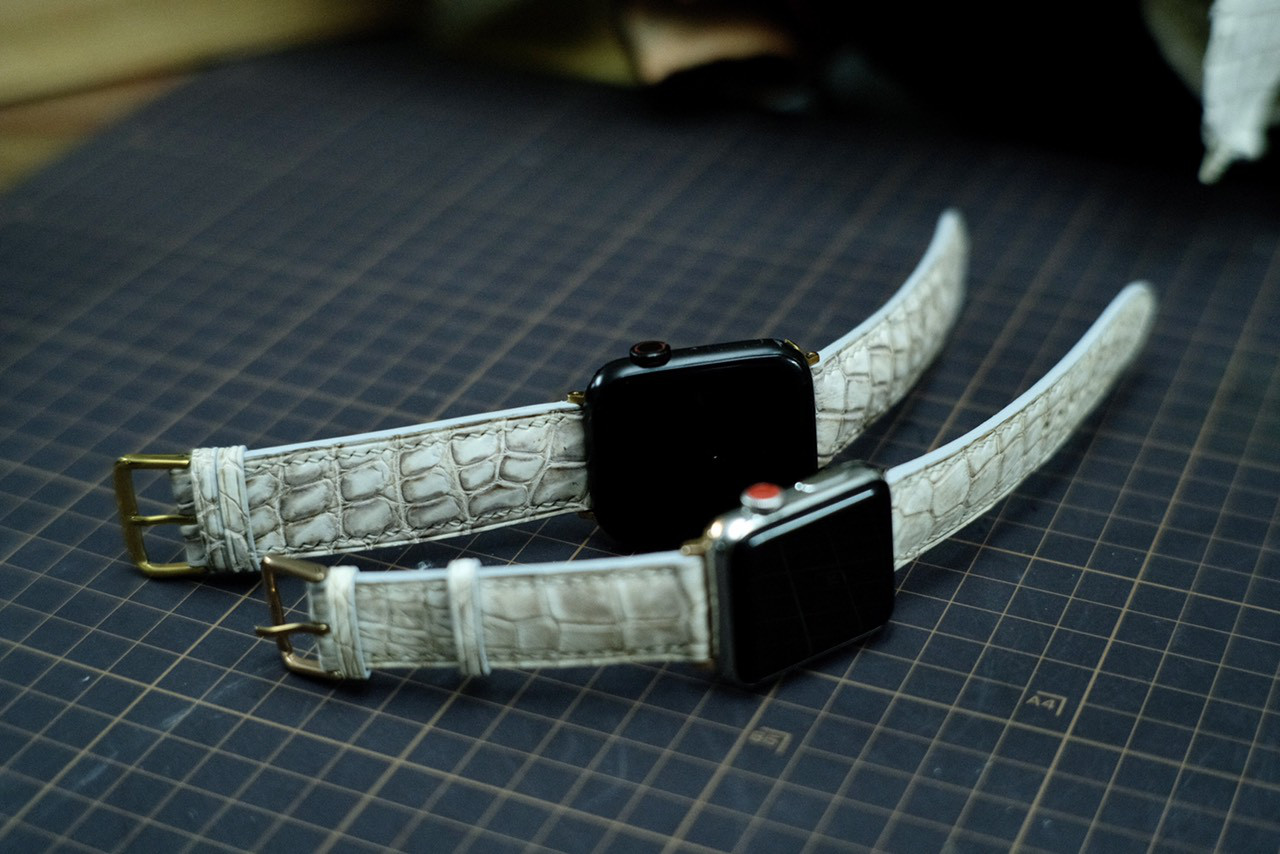 ヒマラヤクロコダイル時計ベルト 手縫い時計ベルトアップルウォッチ 