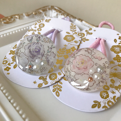 リバティ♡フェリシテプティ お上品なパール入り レジン ヘアゴム 