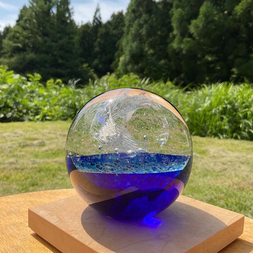 オールド・バカラ 激レア ペーパーウェイト ミントグリーン オパーリンクリスタル オバタ硝子工房 オーロラのペーパーウエイト 文具 文鎮 ガラス 夜空