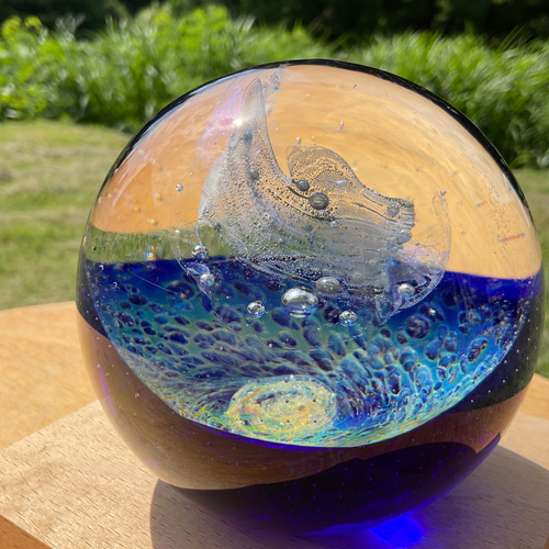 ガラス工芸品　ガラスアート　アートオブジェ　クラフト　透明な風景　ブルー ガラス工芸品ガラスアートアートオブジェクラフト透明な風景ブルー