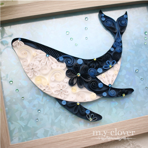 ペーパークイリングフレーム Whale その他アート m.y-clover ペーパークイリングフレーム Whale その他アート m.y-clover