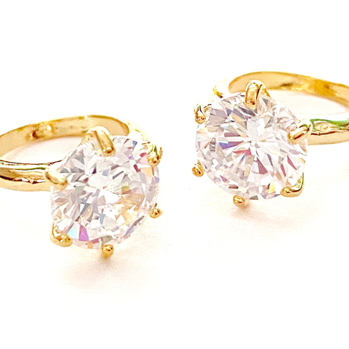 送料無料】16ネイルパーツ ゴールド ジルコニアリング 指輪 メタル