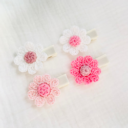 オーダーメイド♡パール付きダブルフラワー♡ベビー ヘアクリップ 赤ちゃん 髪留め オーダーメイド♡パール付きダブルフラワー♡ベビー ヘア