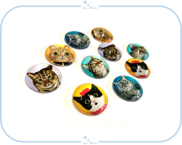 E275 カボション 猫 デザイン②【 8mm / 16mm / 30mm 】 ねこ ネコ ハンドメイド パーツ 4枚目の画像