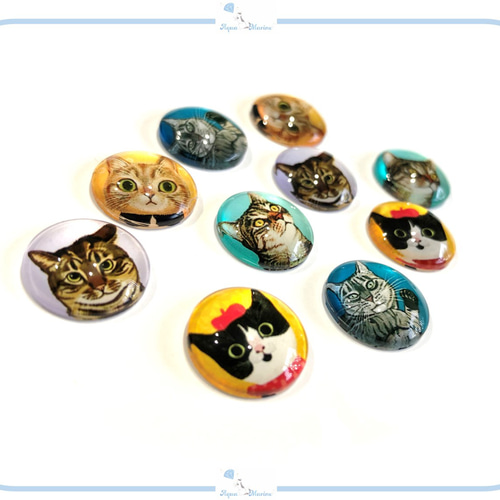 E275 カボション 猫 デザイン④【 8mm / 16mm / 30mm 】 ねこ ネコ
