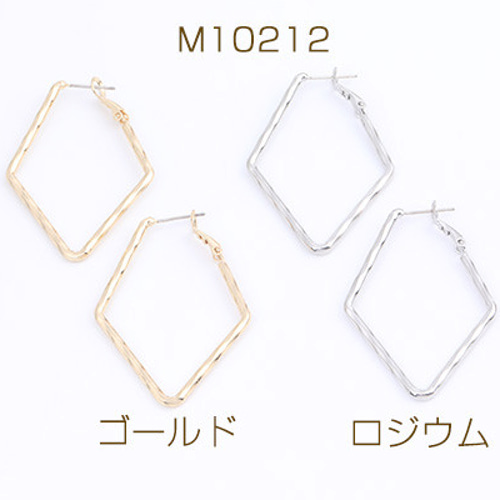 M10212-R 3对 デザインフープピアス ひし形 34×48mm 3X（1ペア