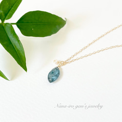 ＊訳あり＊14kgf indigoblue kyanite × pearl necklace 3枚目の画像