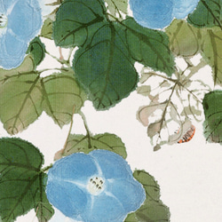 【NO.415】青色朝顔の花とてんとう虫日本画アートポスター☆夏インテリア和室和モダン☆ハガキ2L判A5B5A4A3A2 3枚目の画像