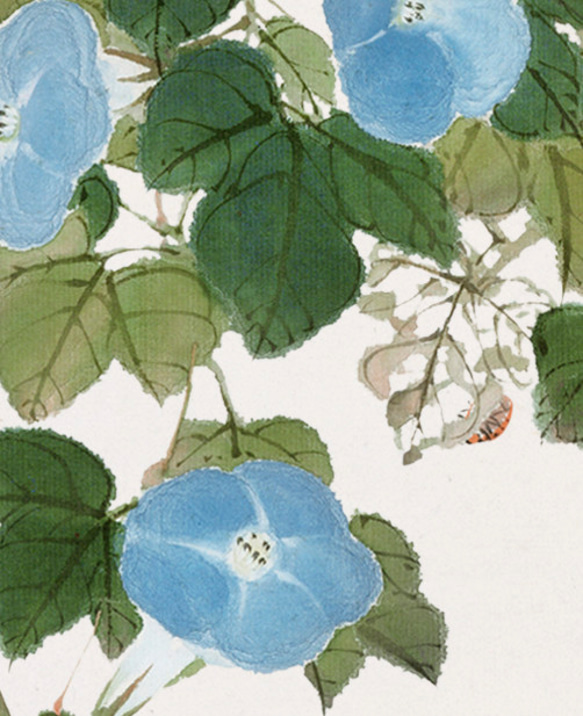 【NO.415】青色朝顔の花とてんとう虫日本画アートポスター☆夏インテリア和室和モダン☆ハガキ2L判A5B5A4A3A2 3枚目の画像