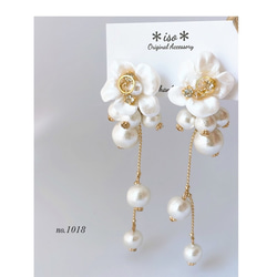 No.837【10ペア】 星花 コットンパール ハンドメイド ピアス イヤリング 2way くすみフラワー×コットンパールピアス/イヤリング ピアス