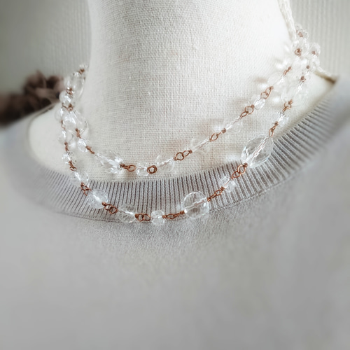 クリスタル(水晶)のロングネックレス:天然石 ネックレス クリスタル(水晶)のロングネックレス:天然石 ネックレス