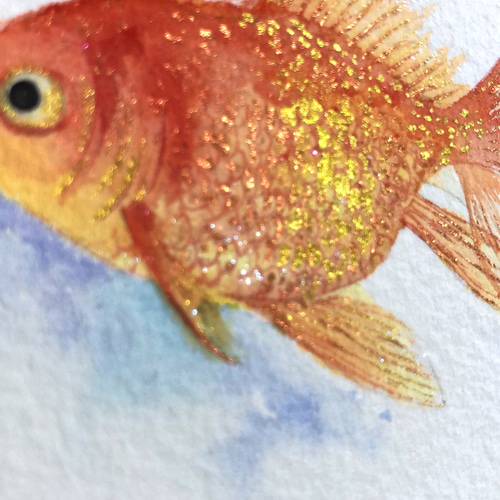 金魚 メタリック 水彩原画 イラスト ギフト 絵画 Annie 金魚 メタリック 水彩原画 イラスト ギフト 絵画 Annie