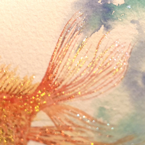 金魚 メタリック 水彩原画 イラスト ギフト 絵画 Annie