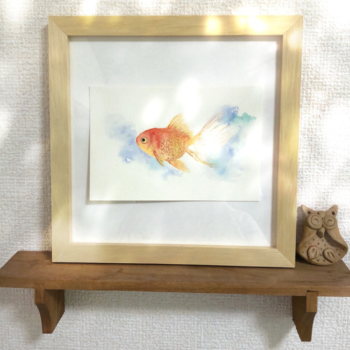 金魚 メタリック 水彩原画 イラスト ギフト 絵画 Annie