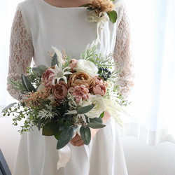 アンティークカラー クラッチブーケ シック ブト付 前撮り