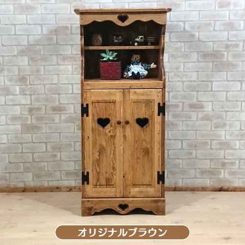 カントリーキャビネット 高さ120 ハートのくりぬき扉 / RCA-28C