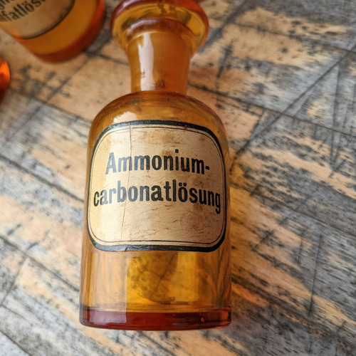 アンティークドイツ / ラベル付き薬品グラスボトル その他インテリア