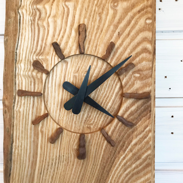 【木の時計】たも（玉杢）No.876／一点もの 