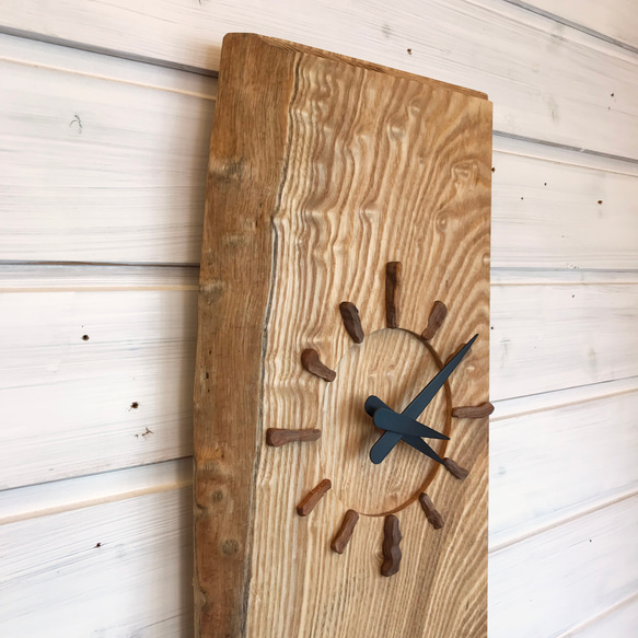 【木の時計】たも（玉杢）No.876／一点もの 